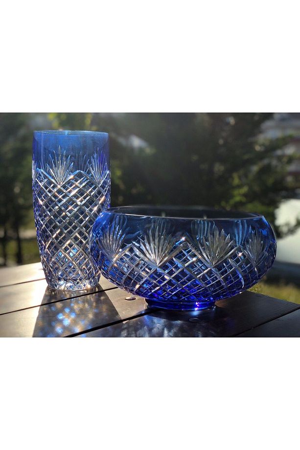 Bohemia Kristal El yapımı Vazo ile kase - 1