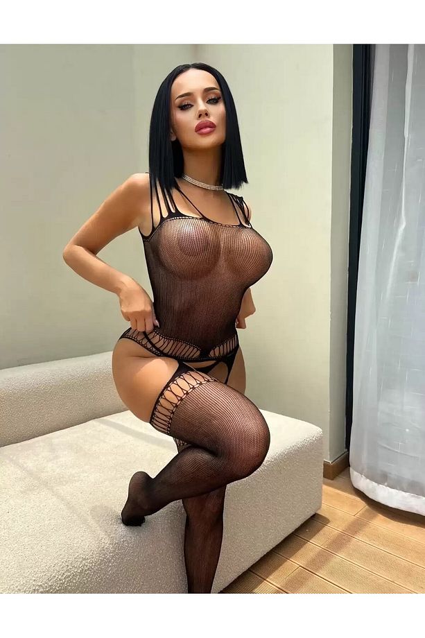 Kadın Seksi Siyah Dantel Ve File Işlemeli File Kombin Siyah Şık Jartiyer Vücut Çorabı - 1