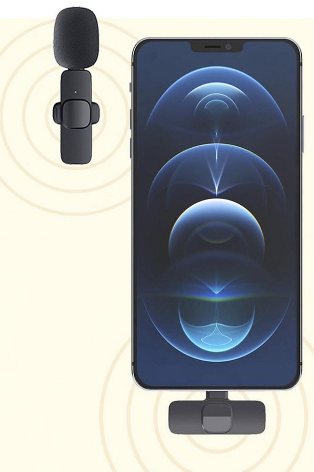 K9 2li Type-C + Lightning dönüştürücülü Kablosuz Yaka Mikrofonu 2li - 4