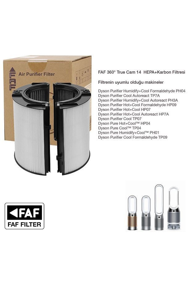 True Cam Hepa 360 Filtre Dyson Purifier Humidify+Cool Formaldehyde PH04 ile Uyumlu - 3