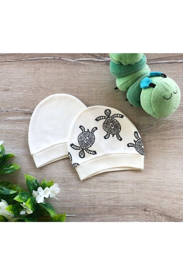 2-Piece Cotton Baby Hat Beanie Set Turtle Caretta Caretta
