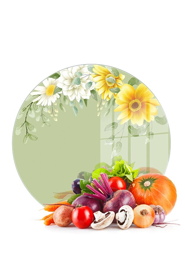 Glass Cutting Board and Presentation Plate Vintage Daisy 30X30 cm