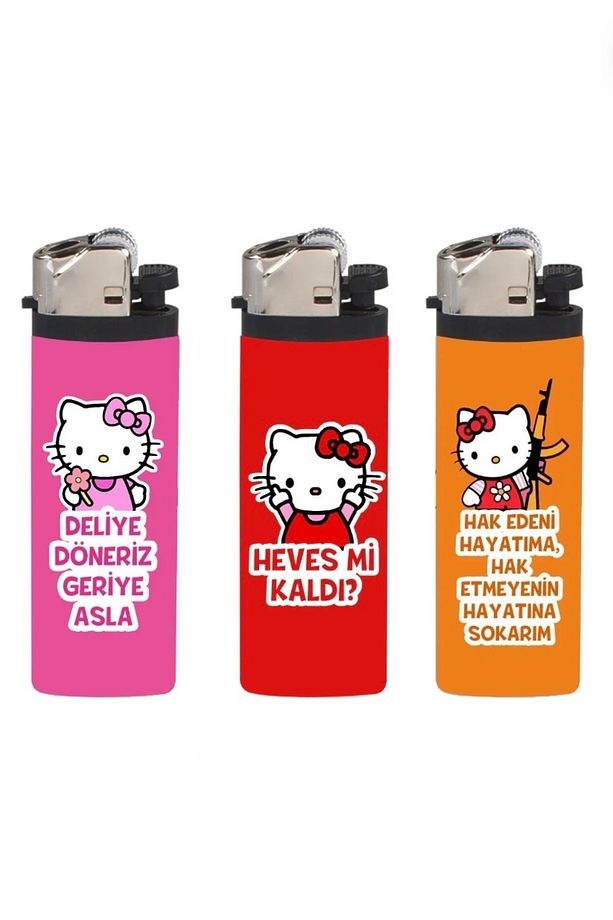 3'lü Hello Kitty Motto Seti Gazlı Çakmak muhteşem Yüzyıl - 1