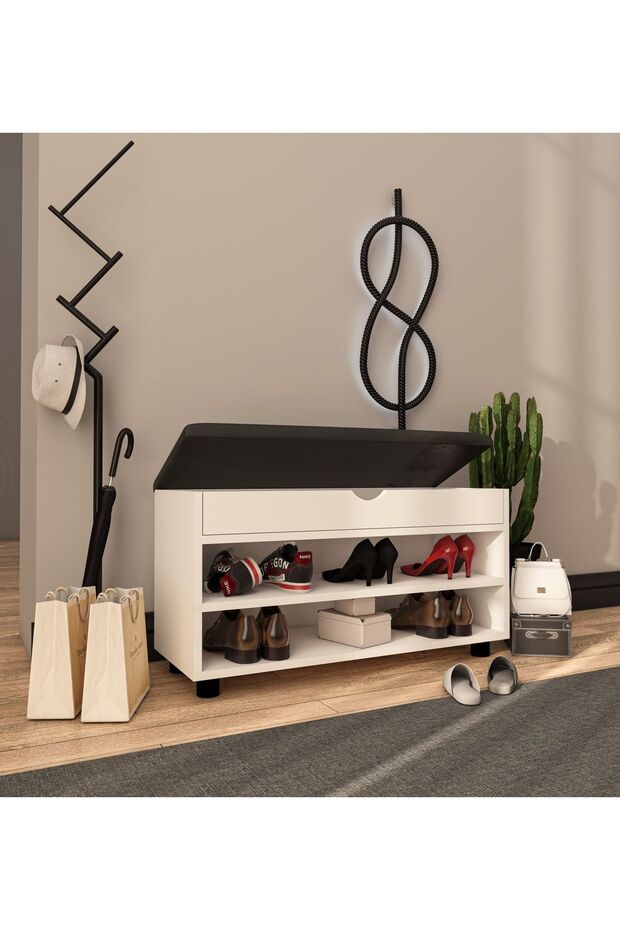 Alin Beyaz Ayakkabılık Bench - 2