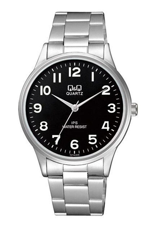 ساعة يد رجالية بأرقام كلاسيكية باللون الفضي والأسود