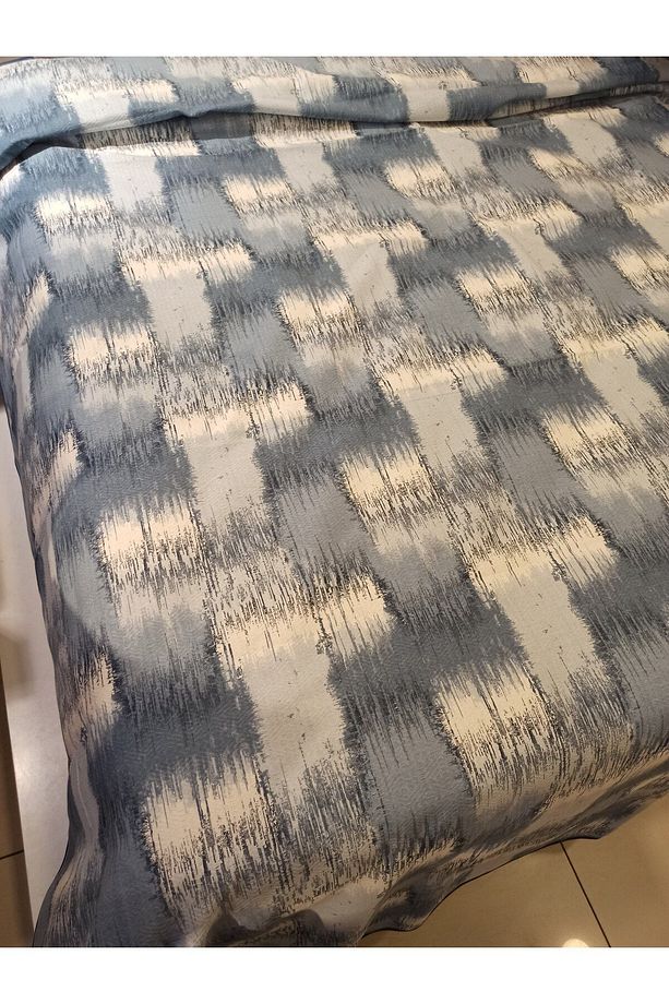 Patchwork Desen Baskılı 150x240 Cm. Tek Kişilik Tek Pike - Mavi - 5