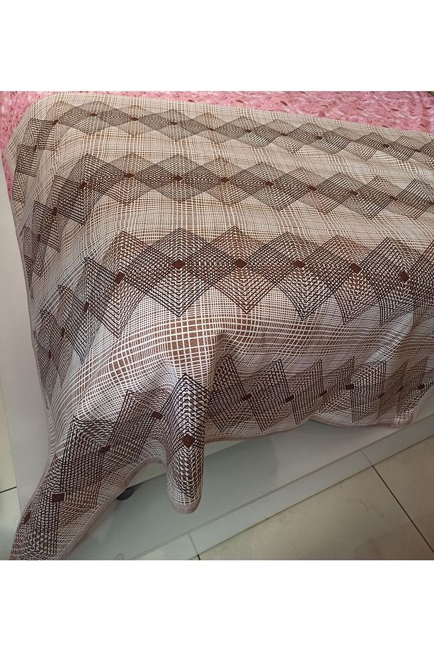 Geometrik Desen Baskılı 150x240 Cm. Tek Kişilik Tek Pike - Kahve - 3