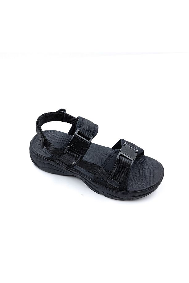 Ladis Hafif ve Yumuşak Tasarım Cırtlı Kadın Siyah Spor Sandalet - 5