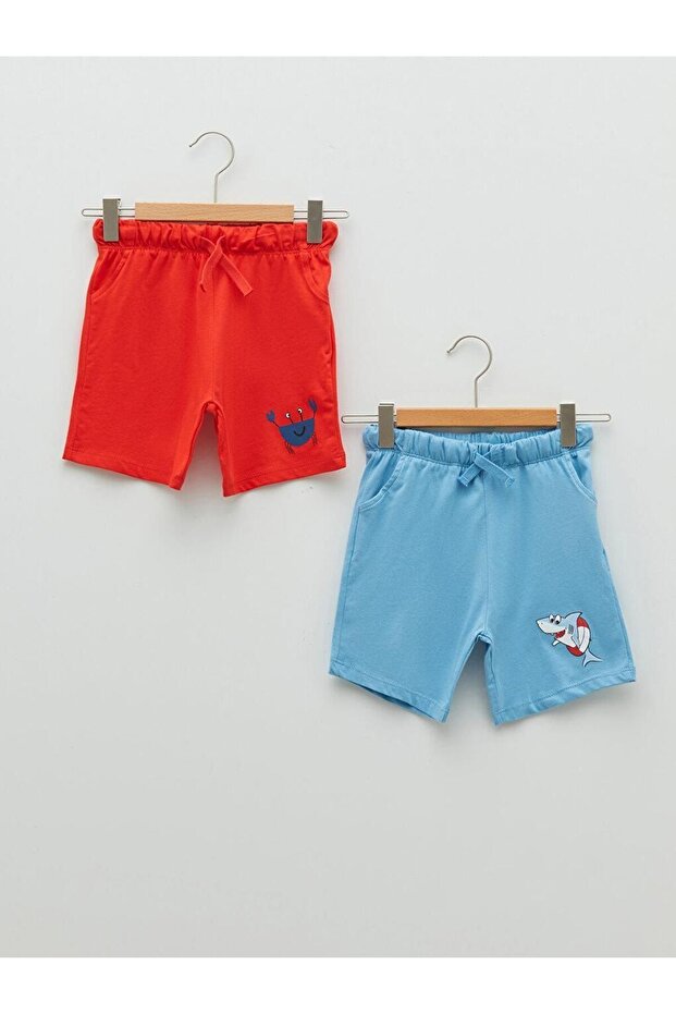 Lcw Baby Elastic Waist Printed Baby Boy Shorts 2-Pack (S2)