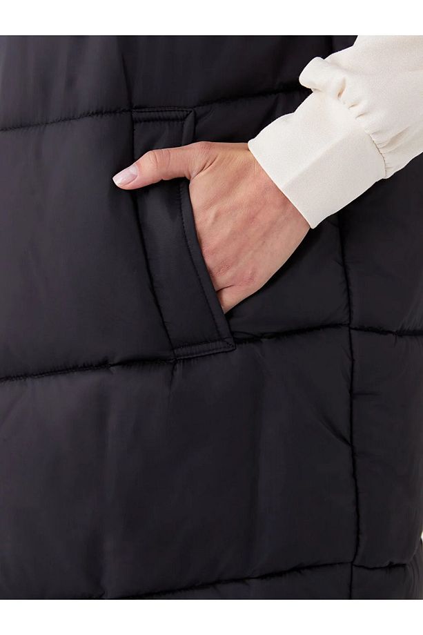 LCW Modest Kadın Kapüşonlu Düz Şişme Yelek - 6