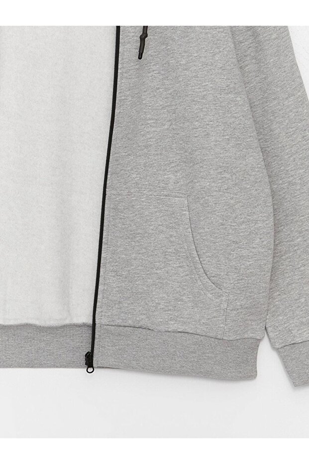 Kapüşonlu Uzun Kollu Erkek Kalın Fermuarlı Sweatshirt (W3) - 7