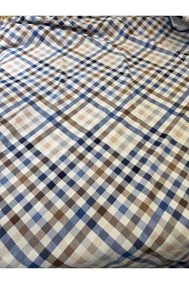Gingham Ekose Desen Baskılı 150x240 Cm. Tek Kişilik Tek Pike - Mavi - 3
