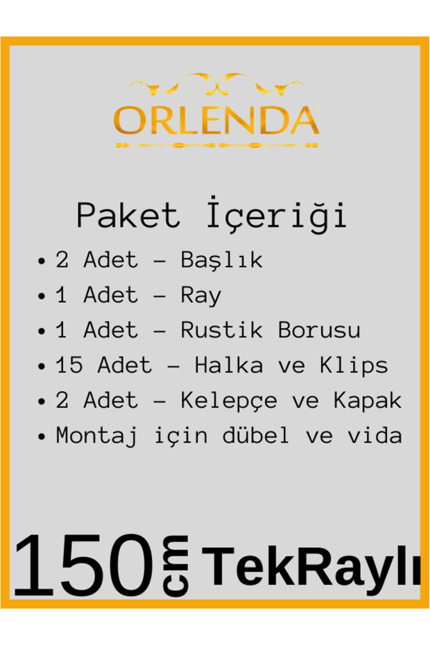 Rustik Perde - Rustik Perde Askısı Tek Raylı - Ahşap Başlıklı Alminyum Boru Rustik Perde Askısı - 2