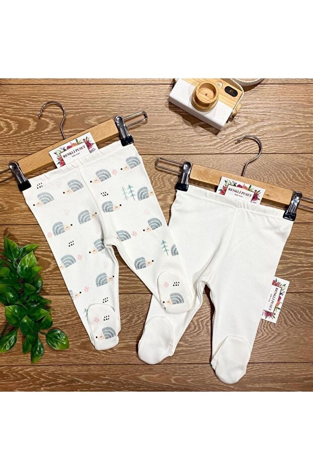 Organic Cotton 2-Piece Baby Booties Pajama Bottom Set Kirpi