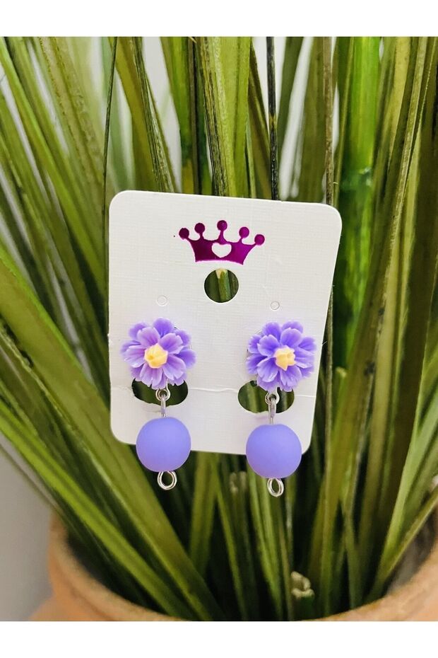 Lilac Flower Bulk Clip Children's Earrings - Non-Perforated Children's Earrings