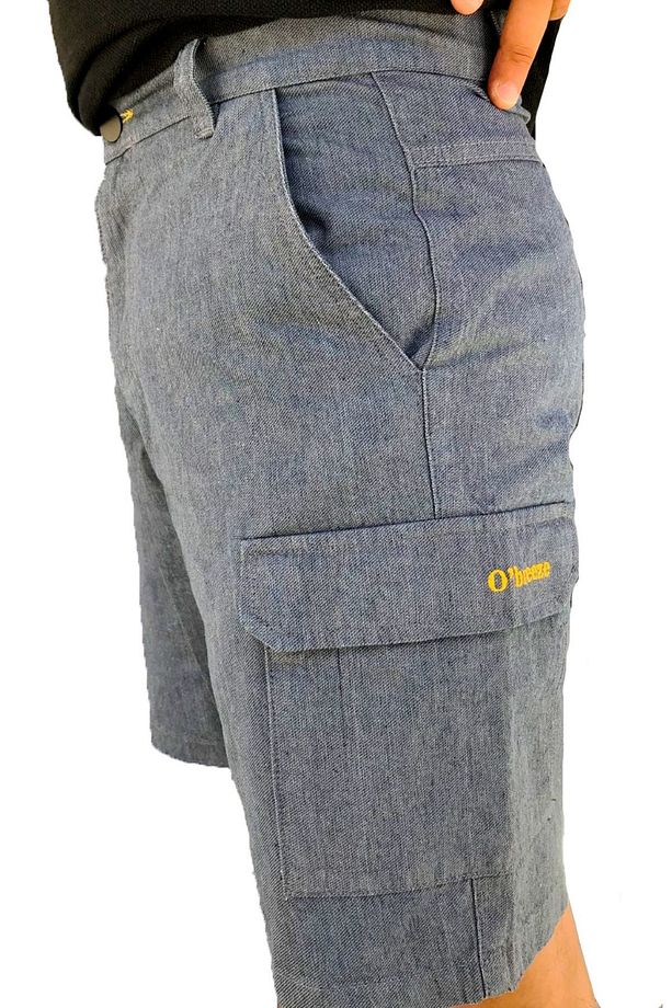 Mauro Mavi Denim Kot Şort %100 Pamuk Likrasız Kargo Cep - 3