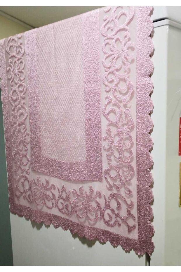 غطاء ثلاجة بنمط لوح محبوك وردي 55 × 160 سم