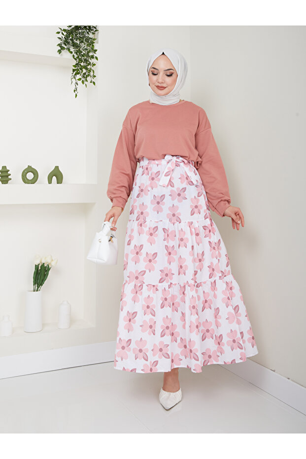 Women's Floral Skirted Hijab Set