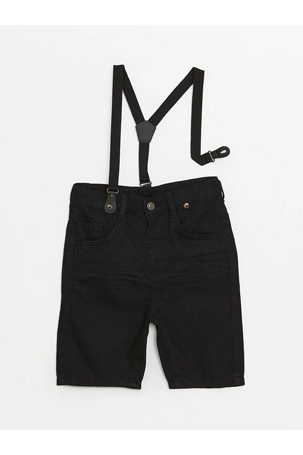 LCW baby Basic Erkek Bebek Askılı Jean Şort BayQ - 4