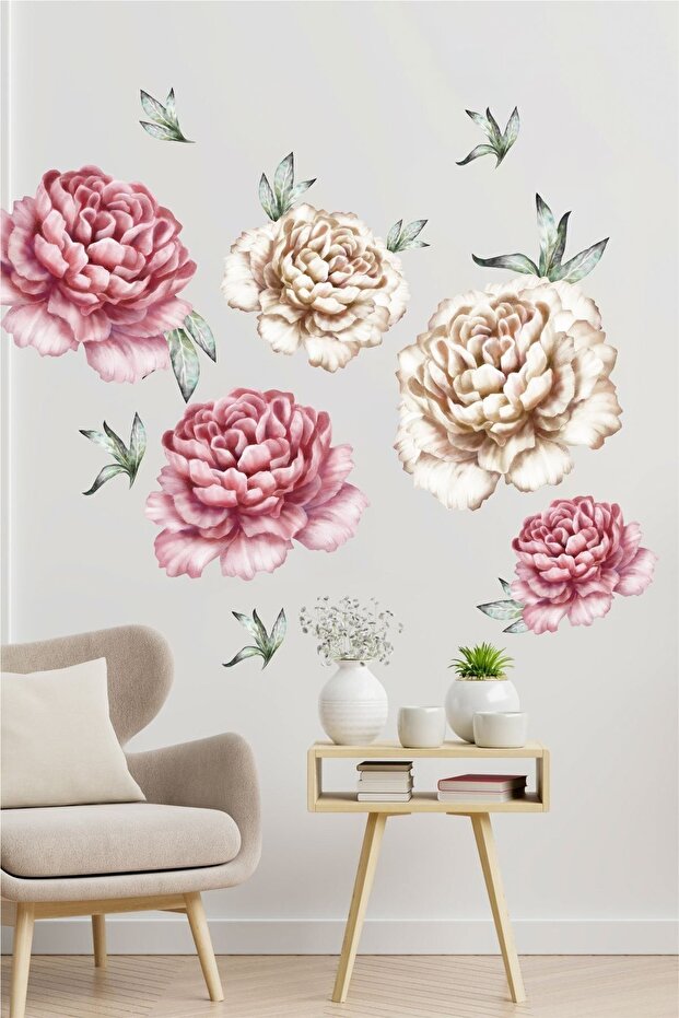 Peony Flower Patterned Wall Sticker - 1