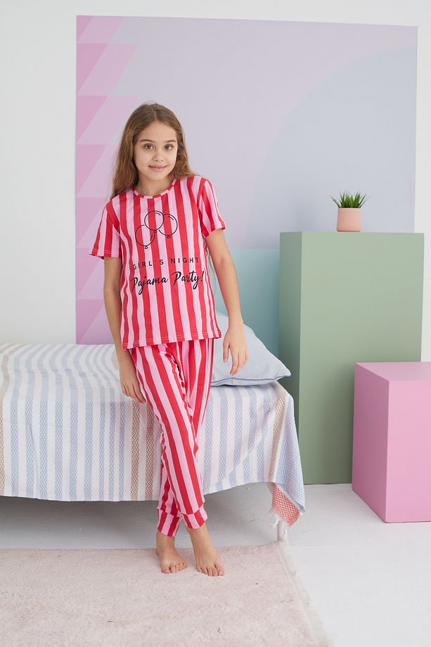 çok renkli Pamuklu Örme Pijama Takım - 3