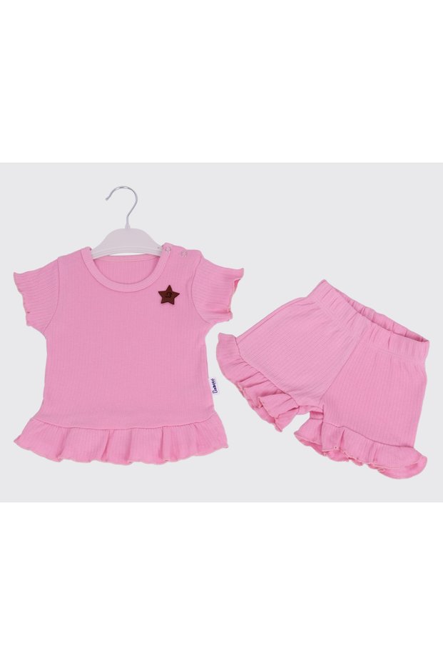 STAR PATTERNED TWO-PIECE BABY GIRL JERSEY TOP AND BOTTOM SET
