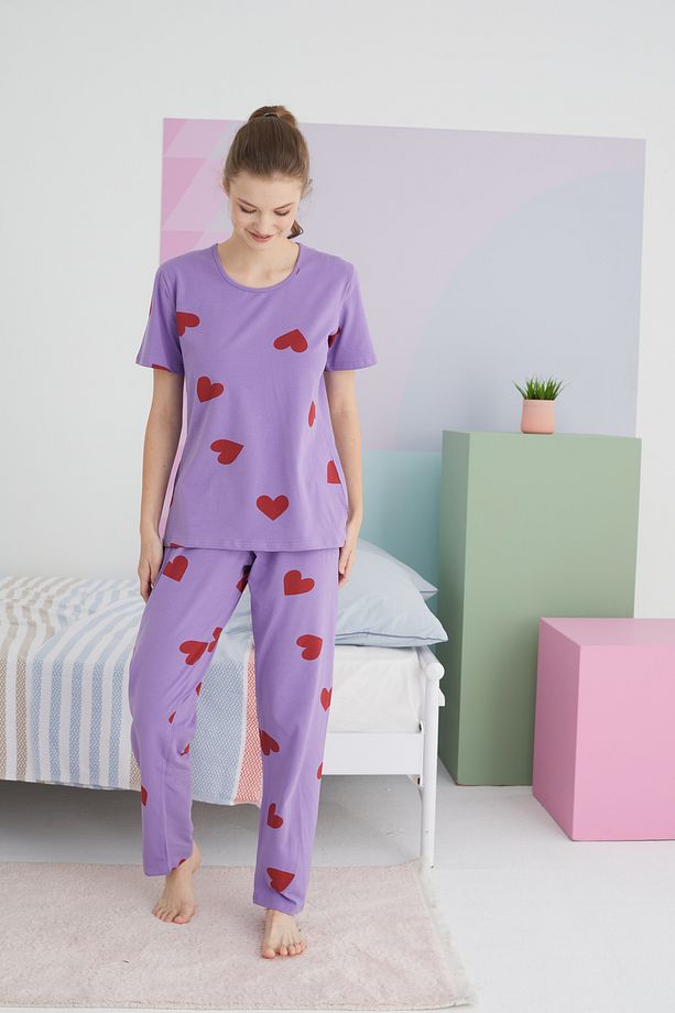 çok renkli Pamuklu Örme Pijama Takım - 2