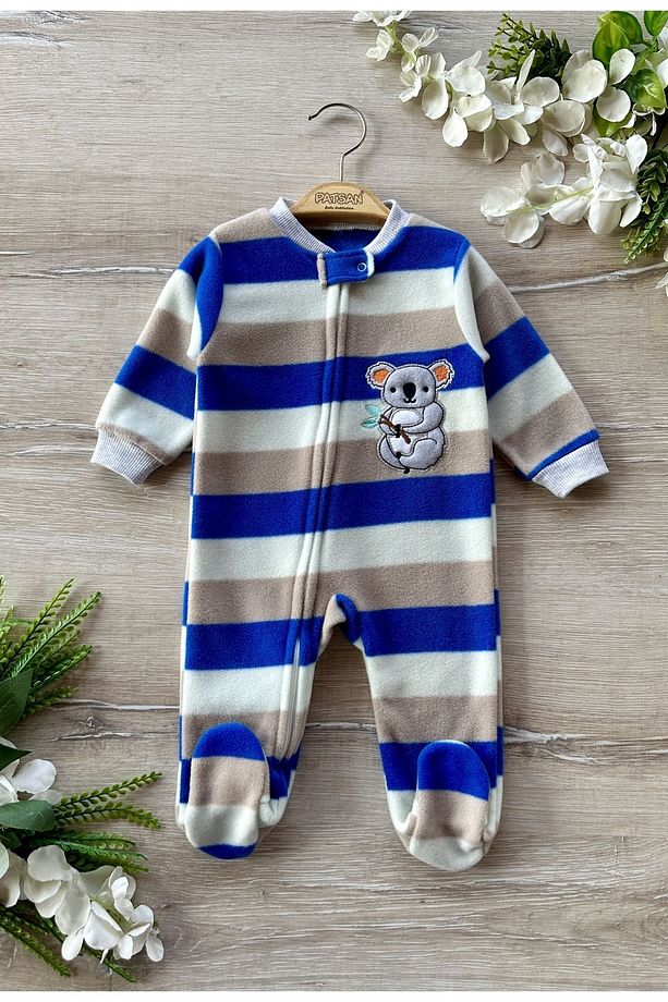 Kışlık Mevsimlik Polar Bebek Fermuarlı Patikli Tulum Koala - 1