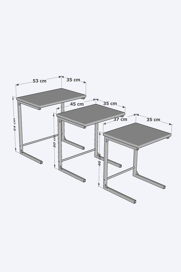 3lü Zigon Sehpa Metal Zigon Sehpa C Sehpa - 4