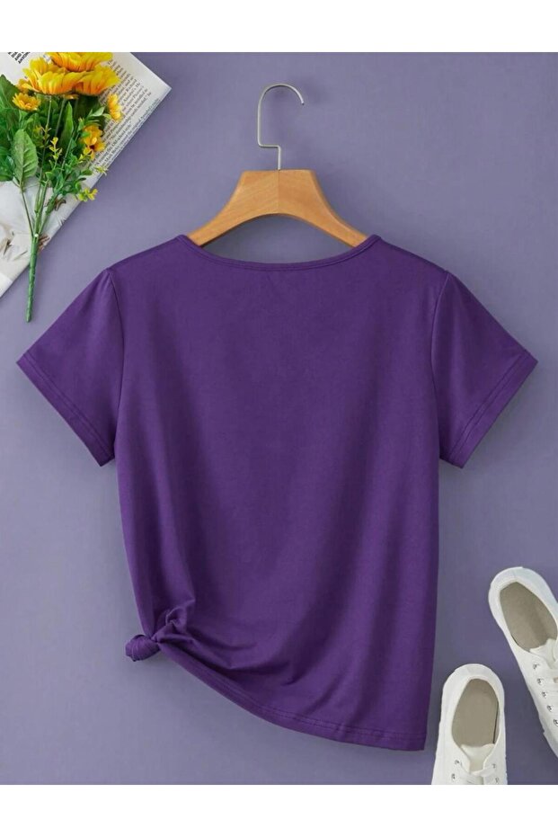 V Yaka Basic Çiçek Baskılı Pamuklu Tshirt (normal Kalıp) - 2