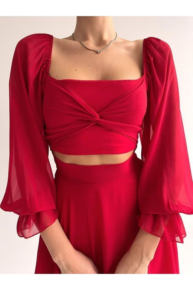 Göbek Detaylı Elbise - 3