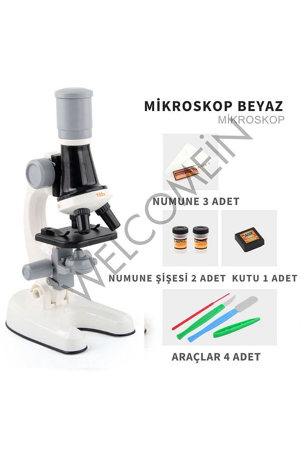 Işıklı Objektif Mikroskop Çocuklar İçin Ders Ve Eğitim Okulda Kullanılabilir 1200X Zoom, Dahili Tüp - 5