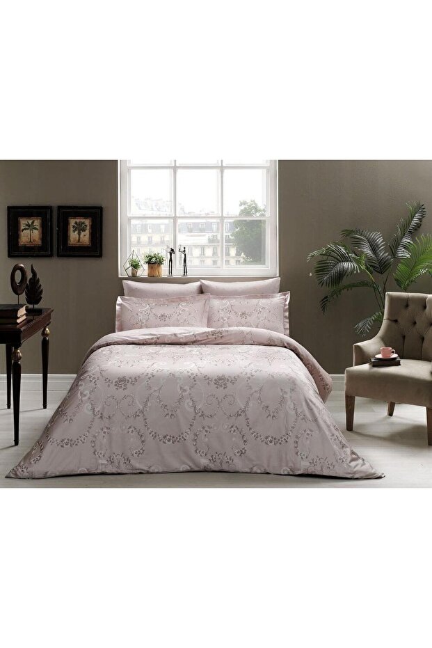 TAÇ DELUXE SATIN Double DUVET COVER SET, DOUBLE SIZE, DORIAN TAUPE COLOR