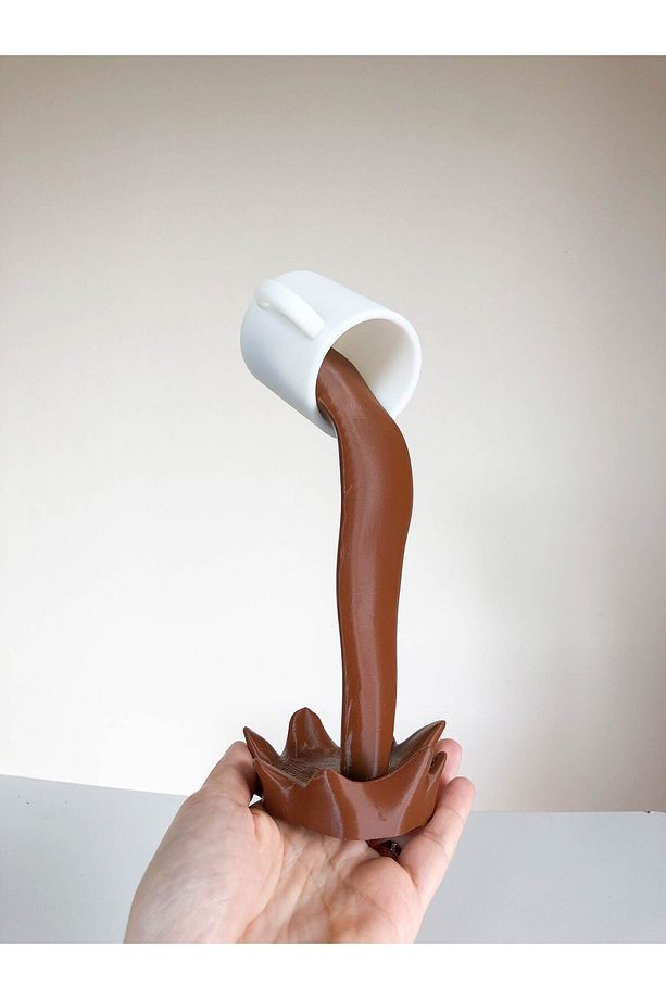 Dökülen Sıcak Çikolata Figürlü Biblo - Mutfak Kahve Köşesi Dekorasyonu 21cm - Bioplastik - 2