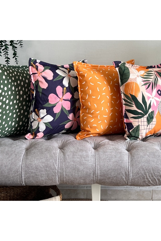 Throw Pillow Cover, 4-Piece Orange Combination, New Season, Special Stitched