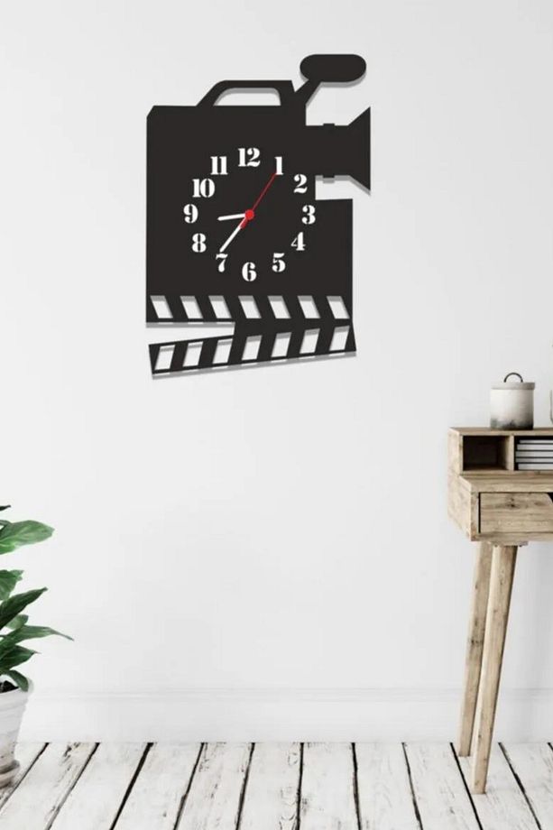 Dekoratif Sinema Klaketi Duvar Saati - Ahşap Duvar Saati Klaket - 1