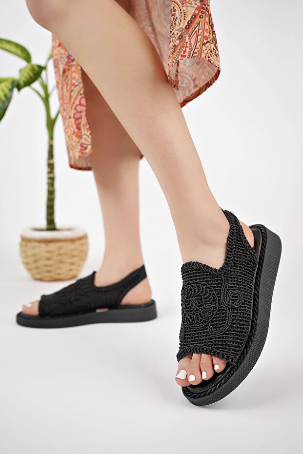 Modafrato PWR-2000 Hasır Kadın Sandalet Hafif Örgü Yazlık Ayakkabı Rahat Taban - 4