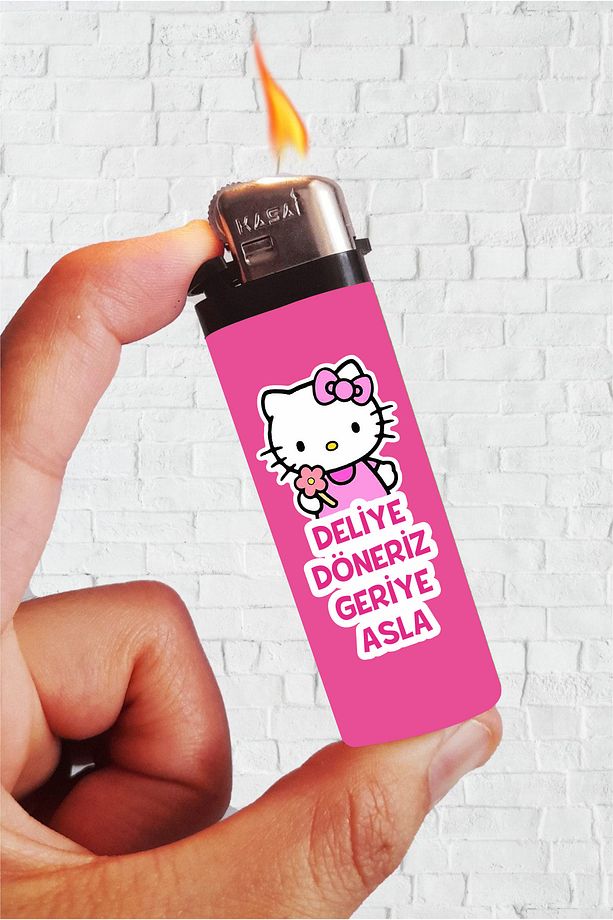 Çakmak Deliye Döneriz Geriye Asla Hello Kitty Klasik Çakmak - 1
