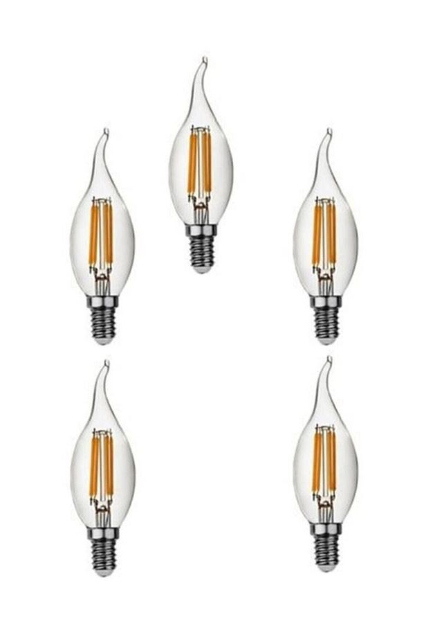 4w Dimmerli Avizeler Için Dekoratif Rustik Kıvrık Led Ampul E-14 Duylu 3200k Sarı Işık 5 Adet - 1