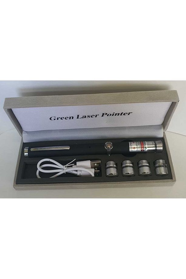 ŞARJLI 5 BAŞLIKLI YEŞİL LAZER 100mW 532nm 8KM MENZİL GREEN LASER POİNTER - 2