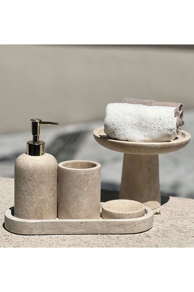 DECORATIVE MARBLE 4-PIECE BATHROOM SET