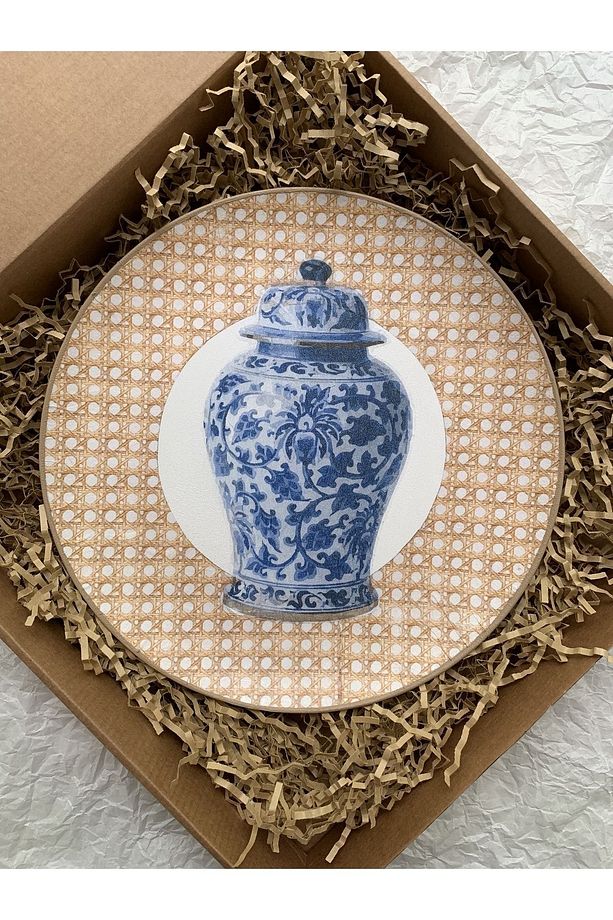 Doğal Rafya Bohem Rattan Hazeran Blue Blanc Duvar Tabağı Bahçe Balkon Mutfak Salon Duvar Süsü - 5