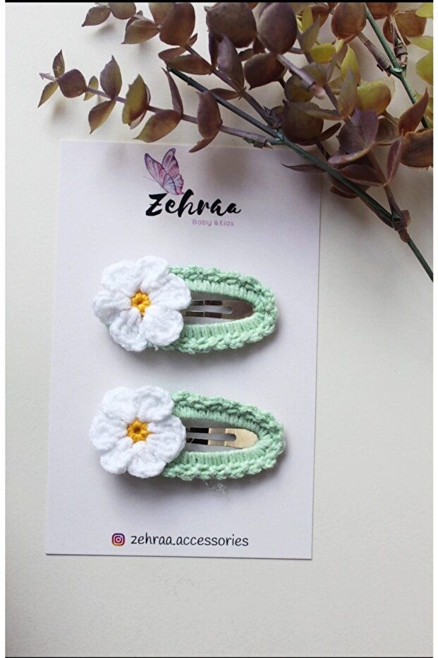 Daisy Water Green Knitted Children's Snap Buckle