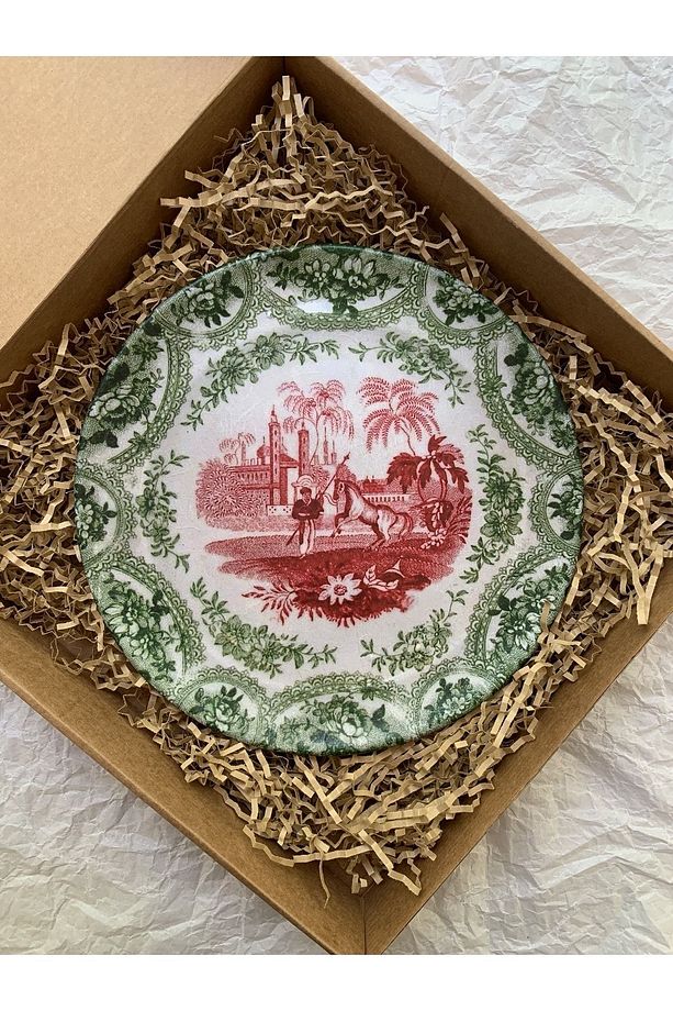 Yeşil Vintage Desenli Duvar Tabağı Dekoratif Bahçe Balkon Mutfak Salon Duvar Süsü No:73 - 5