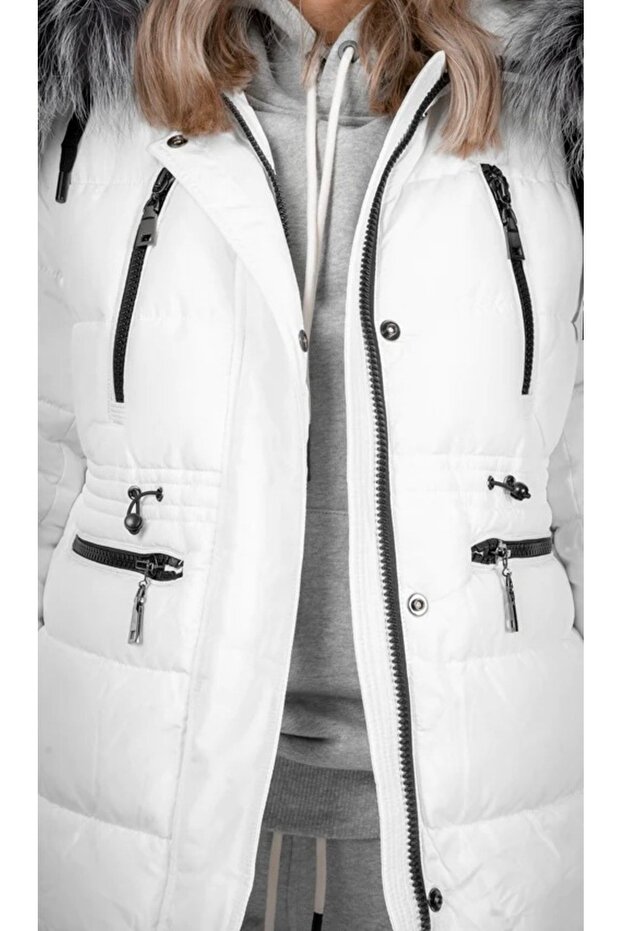 Beyaz Kürklü Parka - 7