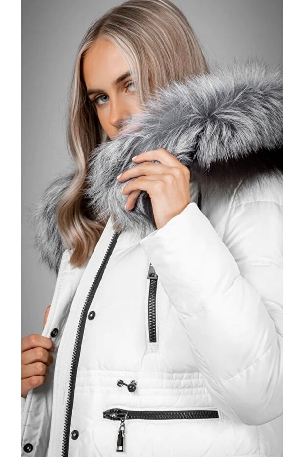 Beyaz Kürklü Parka - 6