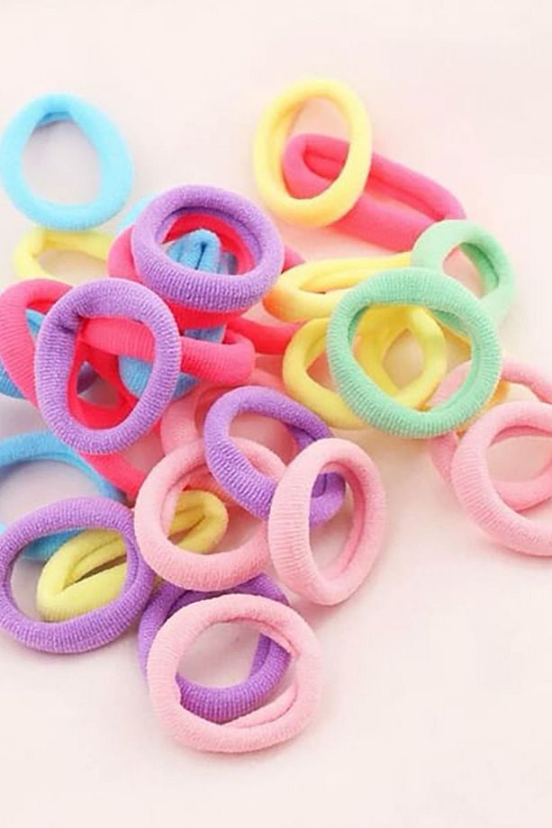 Neon Canlı Renklerde Mini lastik Toka 100Lü Çoklu Sağlam Lastik Toka - 4
