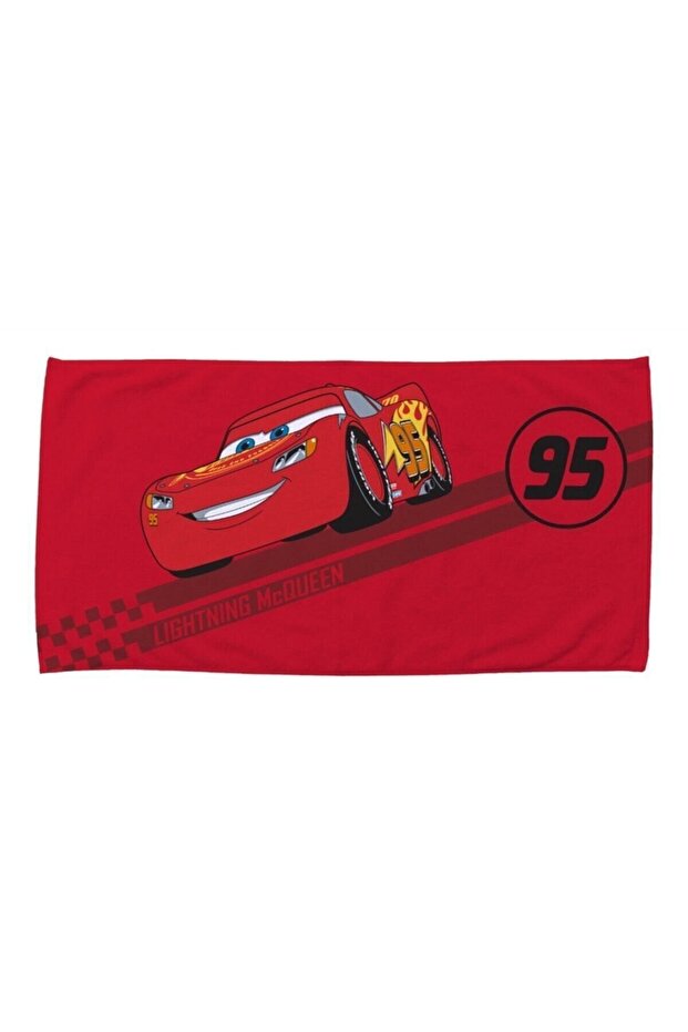 Licensed Disney Cars Mcqueen Beach Towel Red Car Patterned 75x150 Cm 100% Cotton