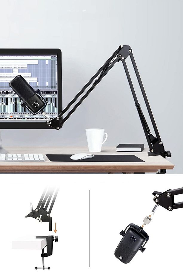 Masa Üstü Mikrofon Tutucu Stand Ayarlanabilir Canlı Yayın Yayıncı Mikrofon Tablet Tutucu Stand ST-35 - 5