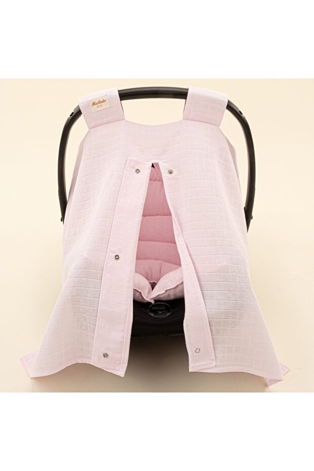 Muslin Stroller Cover and Cushion - Baby Pink Muslin